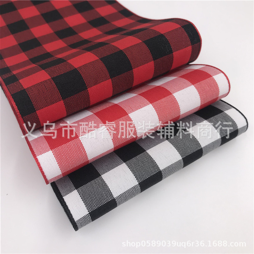 【三顶织带】厂家直销新款大格子织带 经典黑白方格带diy蝴蝶结带