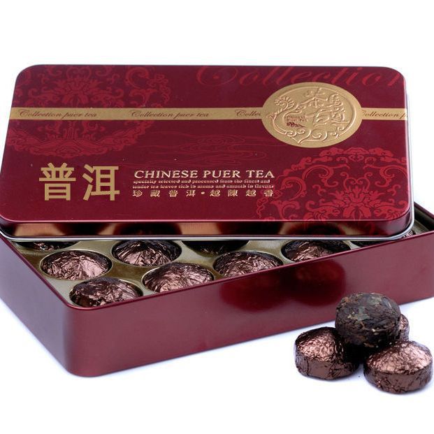 【包邮】普洱茶 熟茶 糯米香小金沱糯香迷你小沱茶铁盒装茶叶