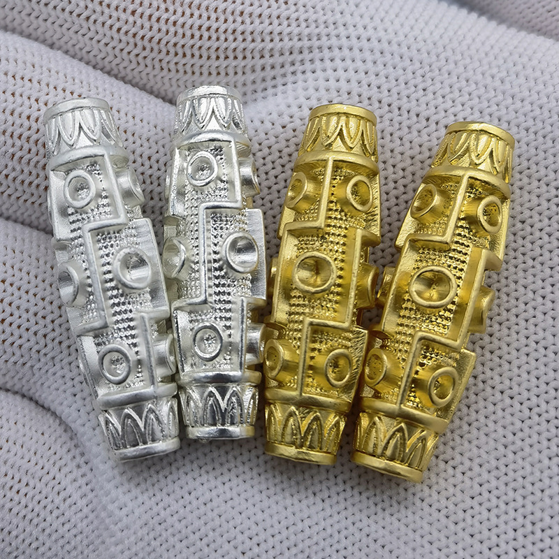 西藏民族风饰品沙金色九眼天珠吊坠 藏式九眼天珠diy手链项链配饰