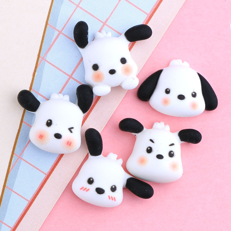 Cream Glue Epoxy DIY Phone Case Material Package Small Black Ear Dog Resin Accessories Decoration Homemade Barrettes