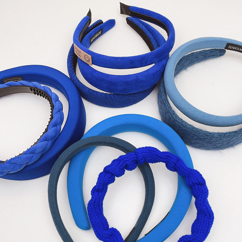 蓝色发箍秋冬头箍女百搭外出韩式网红发捆发卡头饰