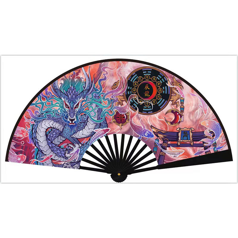 十二生肖8寸国潮扇子批发中国风扇子学生绢布折扇小扇子