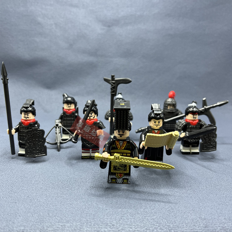 跨境专供中古代人仔秦始皇兵马俑大秦帝国士兵拼装积木儿童玩具