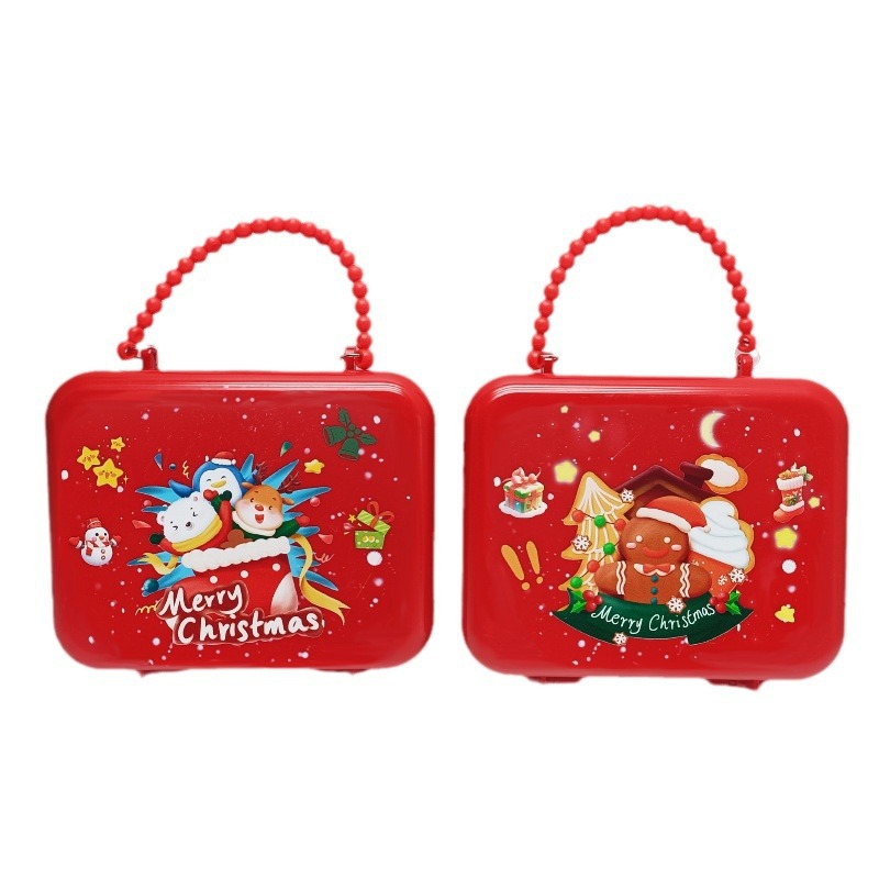 Exclusive for Cross-Border Christmas Style Small Size Square Bag Christmas Festival Jewelry Bag Red Square Ornament Storage Hand Bag