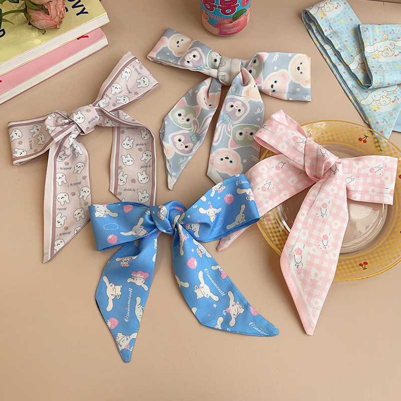 Children's Hair Band Female Hair Tie Foreign Style Girl Silk Scarf Ribbon Headdress Baby Streamer Headband Hair Band Girls Hair Accessories