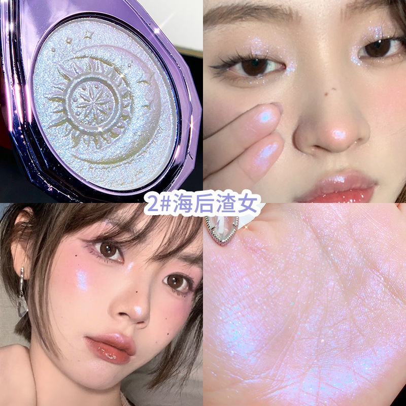 Xixi Luxury Purple Diamond Highlight Powder Face Brightening Mashed Potatoes Highlight Repair Makeup Palette Delicate Soft Glutinous No Falling out