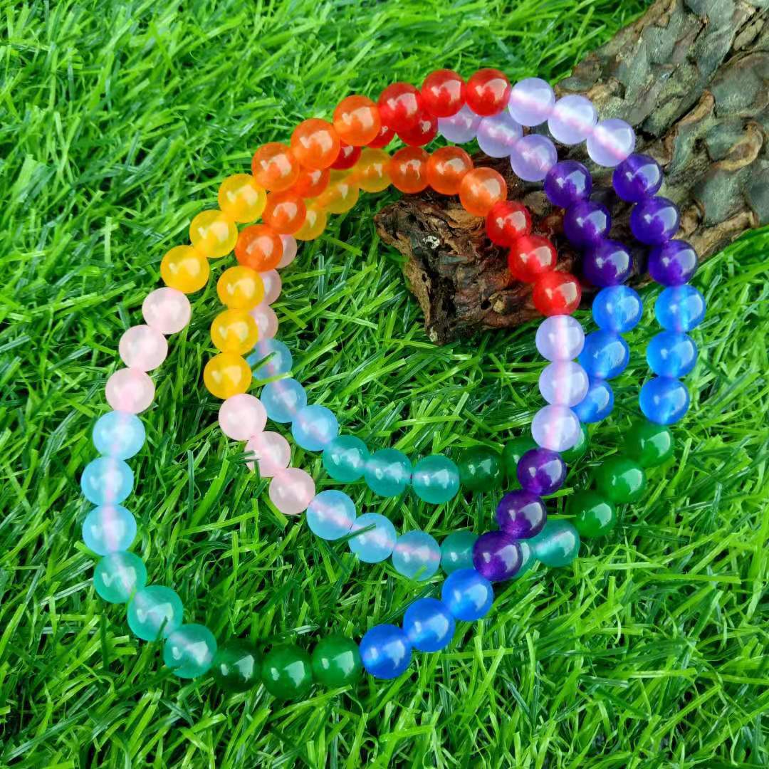 精美玉器金丝玉手串玉石项链佛珠念珠石英岩玉多色七彩手链批发