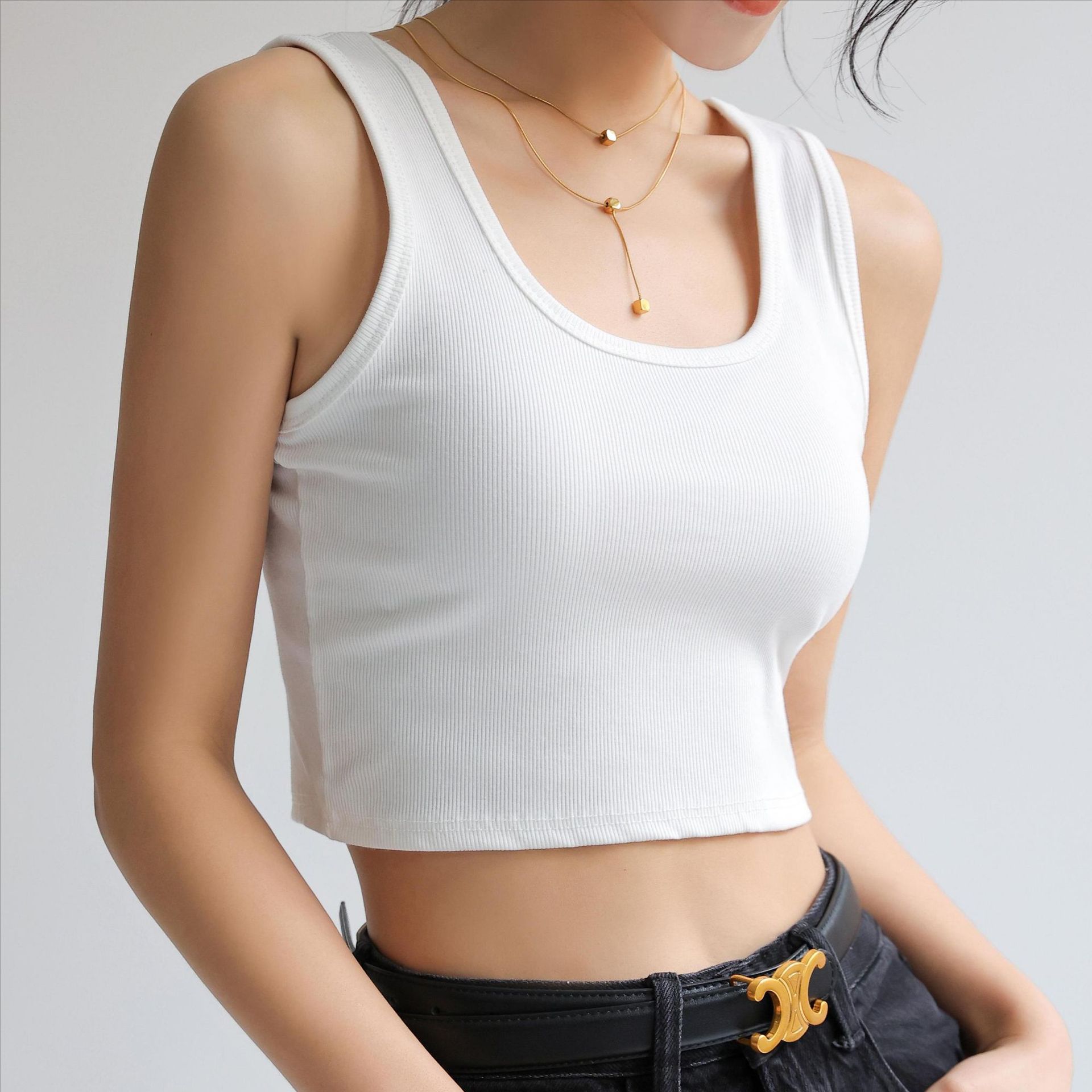 厂家直销 女装夏季t恤针织短款小吊带螺纹背心女夏打底性感上衣小