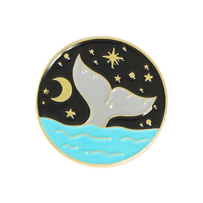 Foreign Trade Hot-Selling New Products Creative Cartoon UFO Whale Mountain Shape Paint Alloy Badge Accessories Brooch