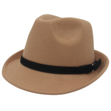 fedora英伦风礼帽黑色绒布带绅士小帽檐经典爵士帽跨境巴拿马毡帽