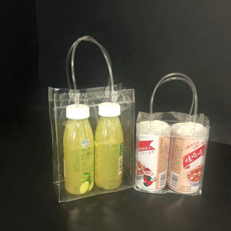 Factory Wholesale Thickened Plastic Transparent Pvc Wine Bag Hand Gift Handbag Candy Gift Bag