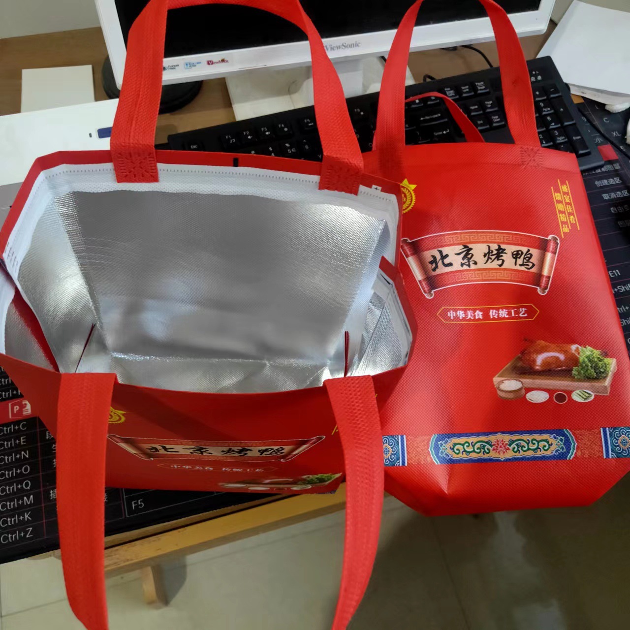 保温烤鸭无纺布袋批发北京烤鸭保温无纺布袋果木烤鸭手提袋