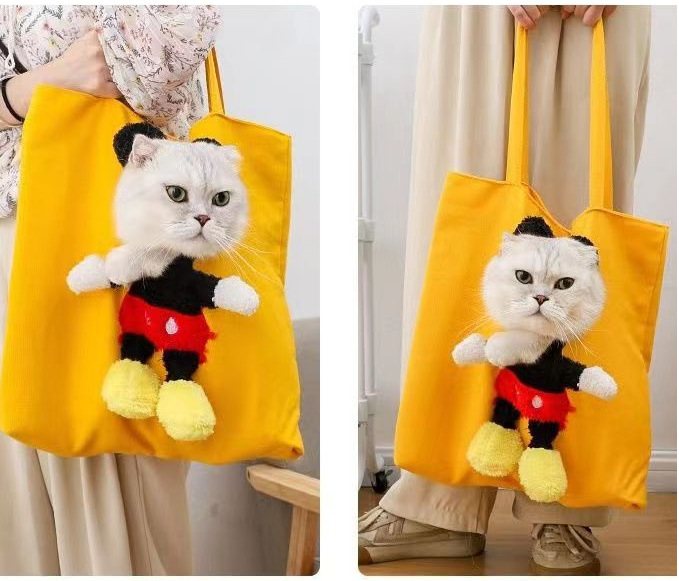 Cute Canvas Travel Bag Open Head Shape Cat Bag Shoulder Bag Small Dog Handbag Pet Tote Bag Wholesale