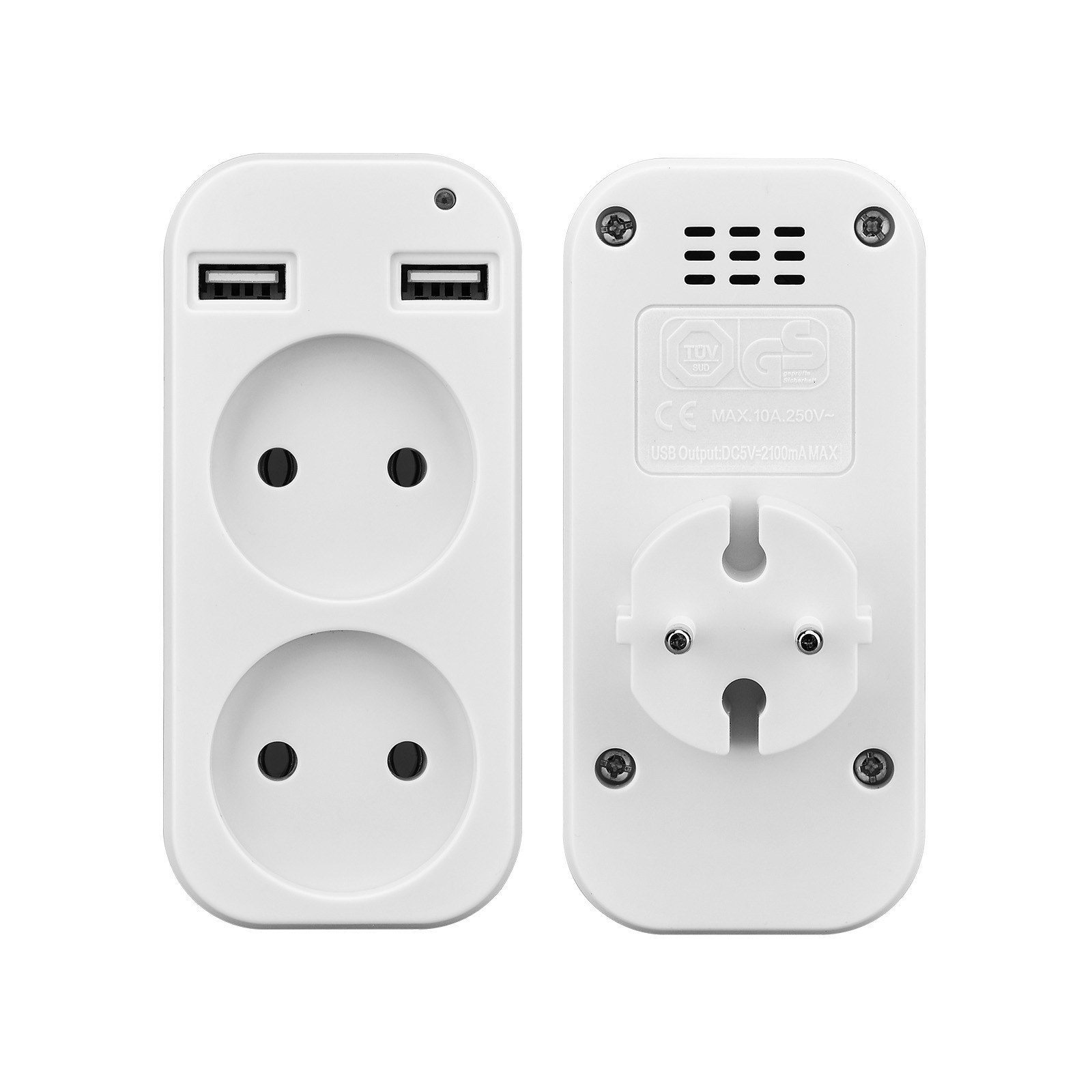 European USB Socket 2-Bit Conversion Plug Expansion Socket Dual USB German French Russian European Universal X