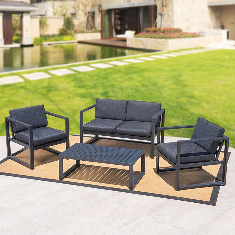 户外沙发茶几组合铝合金单人庭院酒店大厅会所休闲金属外露沙发