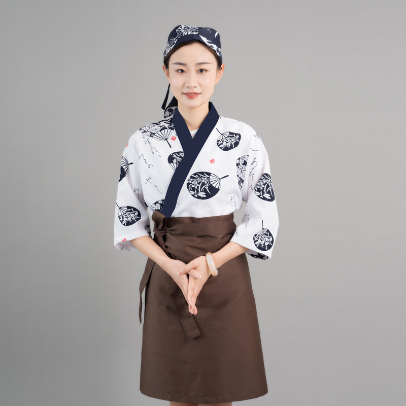 印花日本厨师服 寿司服韩国料理店服务员工作服 男女日式料理和服