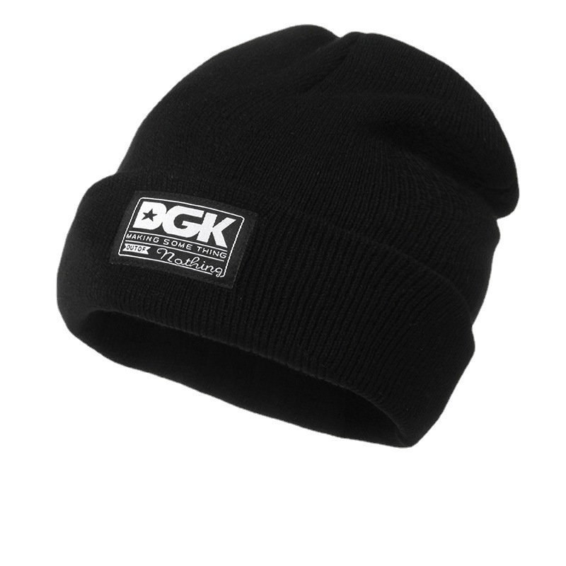 Cross-Border Knitted Hat DGK Letter Patch Sleeve Cap Men's and Women's Outdoor Ski Windproof Warm Hat Beanie Woolen Cap