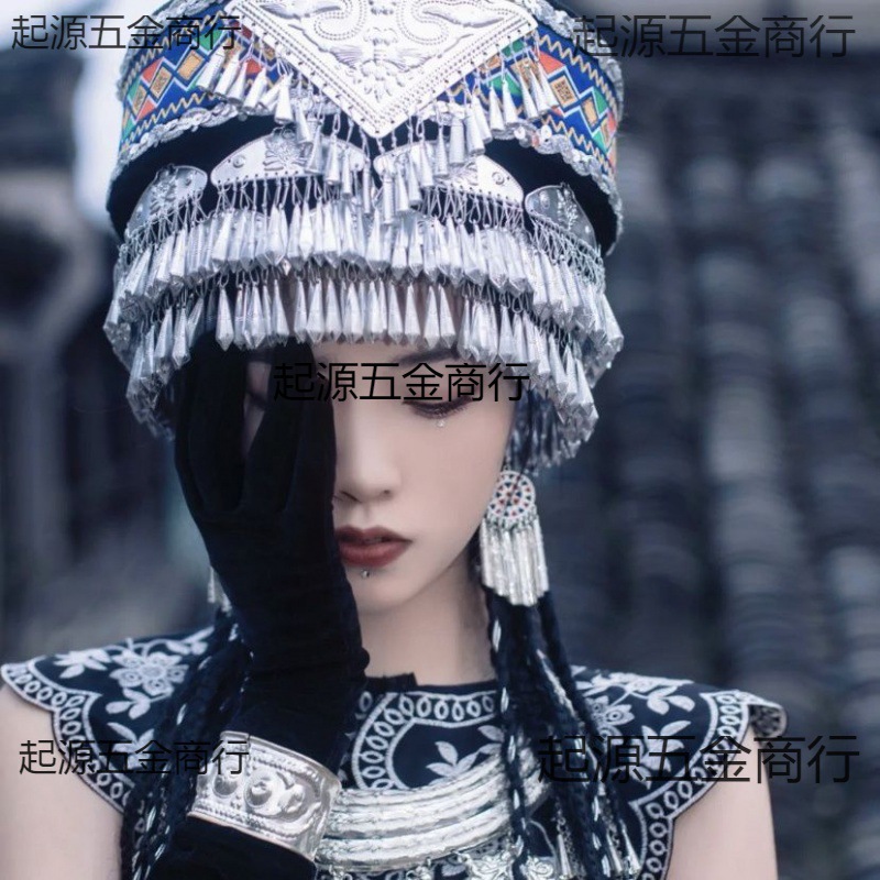银饰服装配饰旅拍土家族新款民族风头饰帽子苗族帽子少数民族