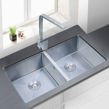 304不锈钢洗菜盆双槽厨房台下盆水槽左右一样大洗碗池家用手工盆