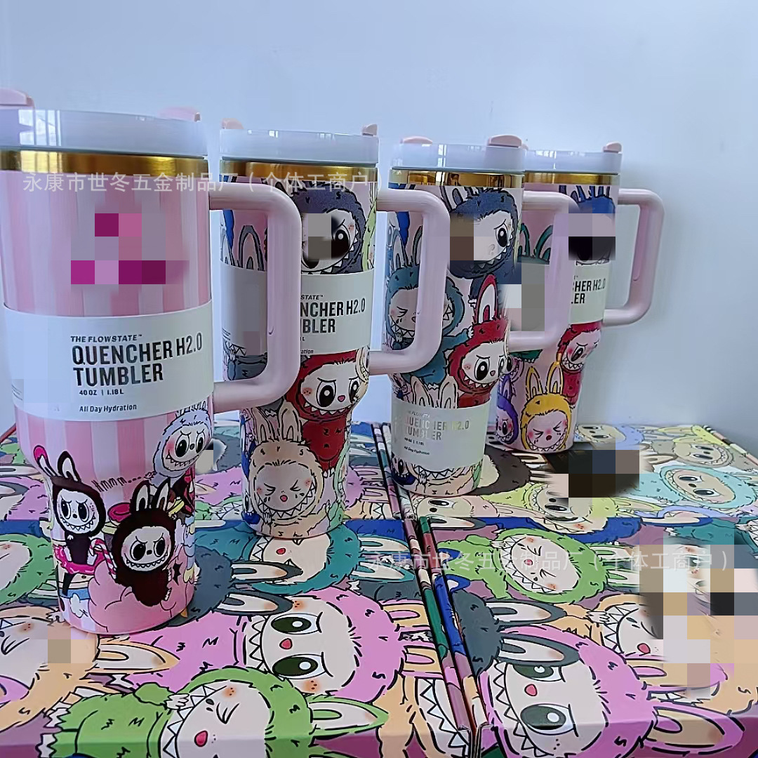史丹利拉布布联名保温杯Stanley大容量吸管杯拉布布随行杯汽车杯.