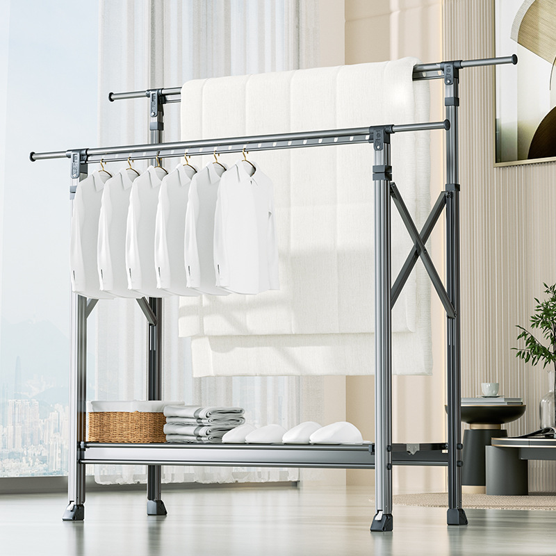 晾衣架落地折叠卧室家用晒被子室外升降凉衣杆室内阳台晒衣架