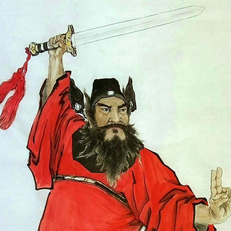 天师钟馗画像风水招财引福门神挂画钟魁镇宅辟邪丝绸卷轴画装饰画