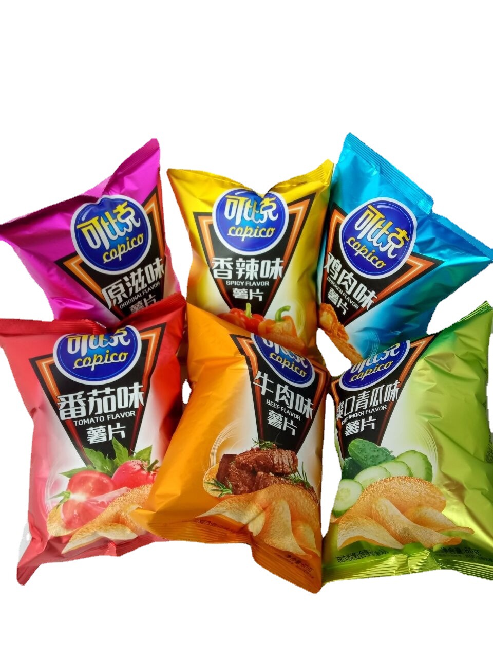 达利园可比克55g原滋/番茄/烧烤/青瓜味 薯片零食小吃薯片批发