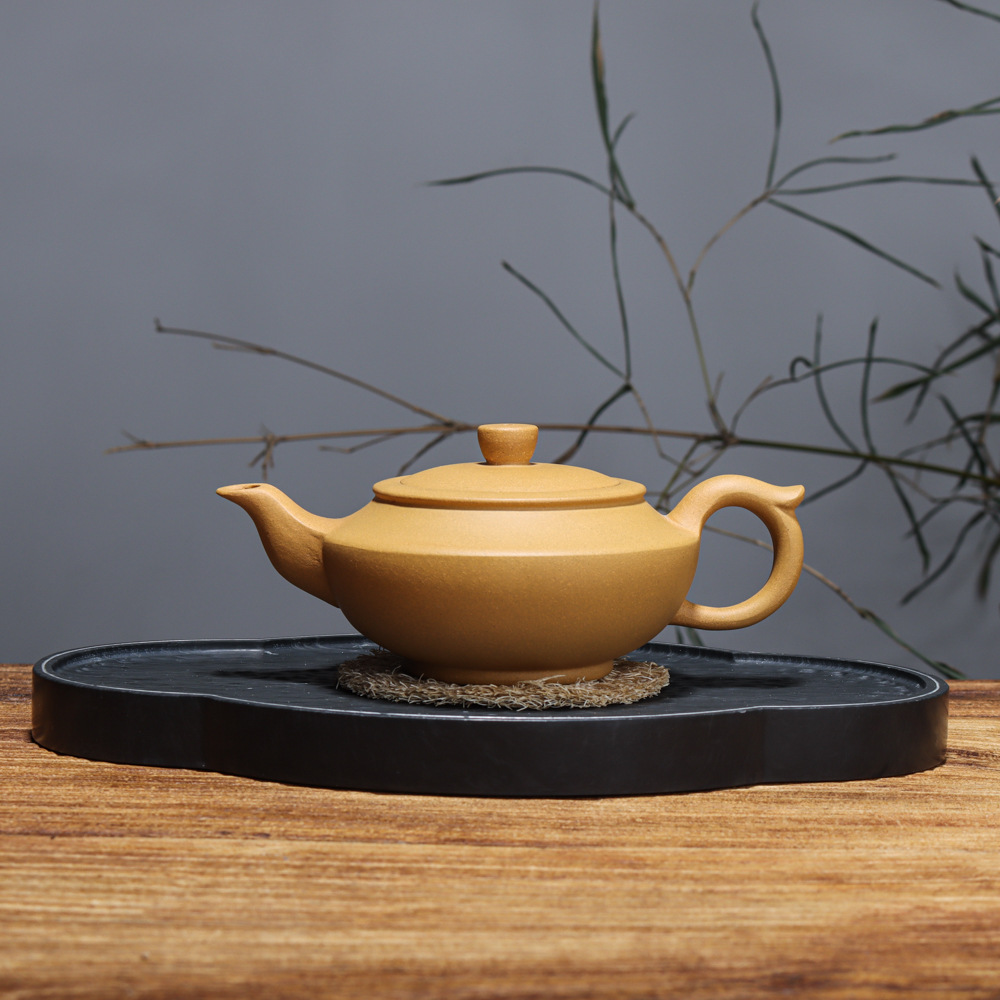 批发宜兴姜礼明紫砂壶黑泥扁龙瓢小茶壶家用手泡茶具礼品一件代发