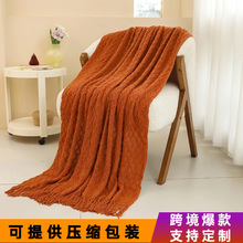 流苏毯春季办公室午睡沙发空调针织毛毯高级感休闲航空毯blanket