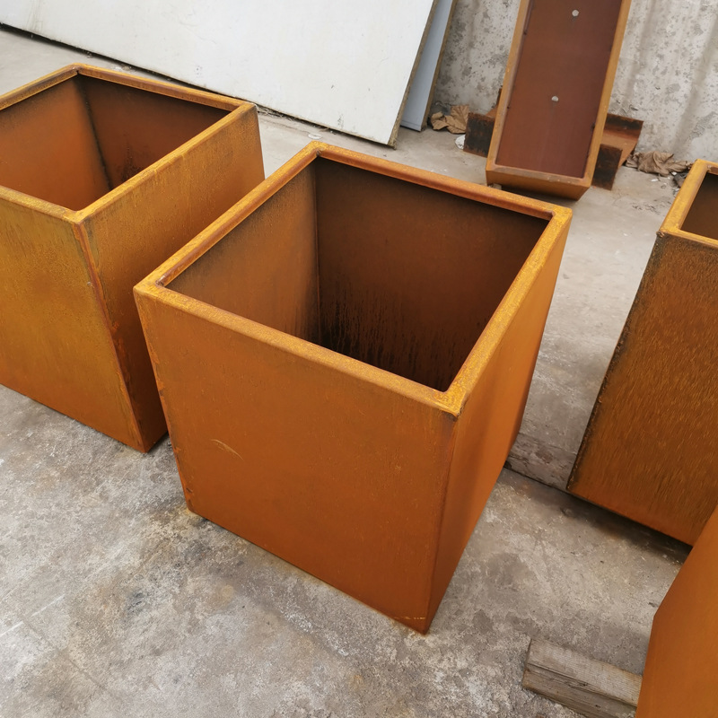 现货铁锈款 耐候钢板树池 耐候钢花盆 q235耐候锈钢板种植池