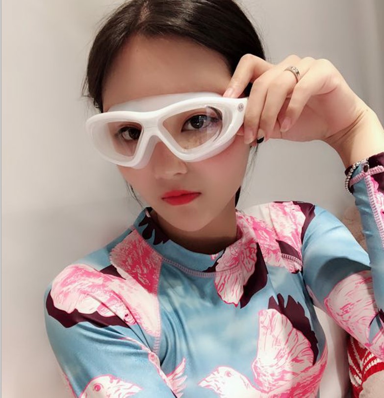 游泳镜近视泳镜高清防雾防水男女士成人平光大框游泳眼镜装备泳帽