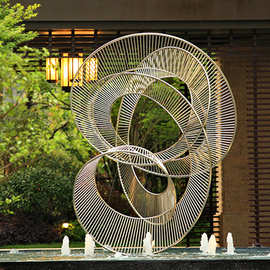 大型不锈钢圆管雕塑户外金属现代广场抽象飘带莫比乌斯环酒店景观