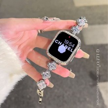 适用苹果手表带iwatch四叶草锆石Apple watchS987代表带小众ins女