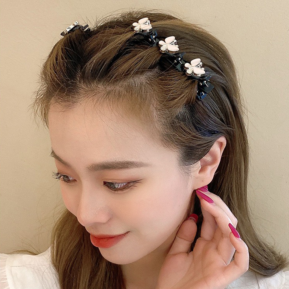 Korean Style Butterfly Woven Hair Clip Female Forehead Bang Hairpin Internet Celebrity Hair Braiding Artifact Side Clip Duckbilled Headdress