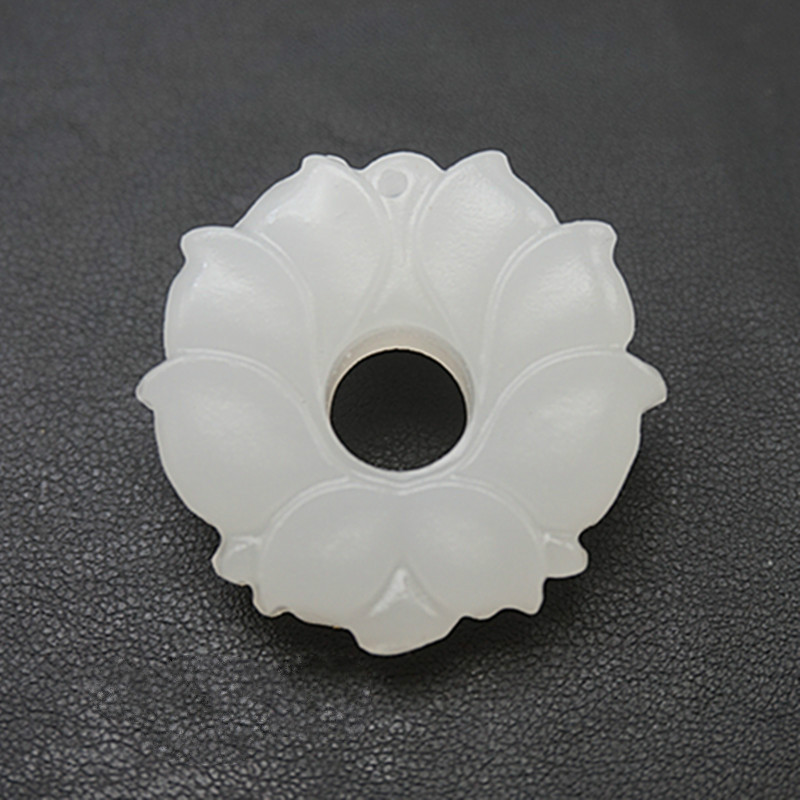 阿富汗白玉莲花玉吊坠挂件大莲花玉佩diy汉服配饰玉腰佩挂坠