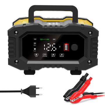 foxsur 10a 便携式汽车电池充电器12v 24v大屏幕摩托车电瓶充电机