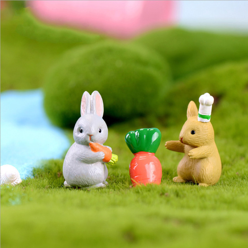 可爱小兔子仿真迷你小动物塑料模型玩偶卡通微景观摆件过家家玩具