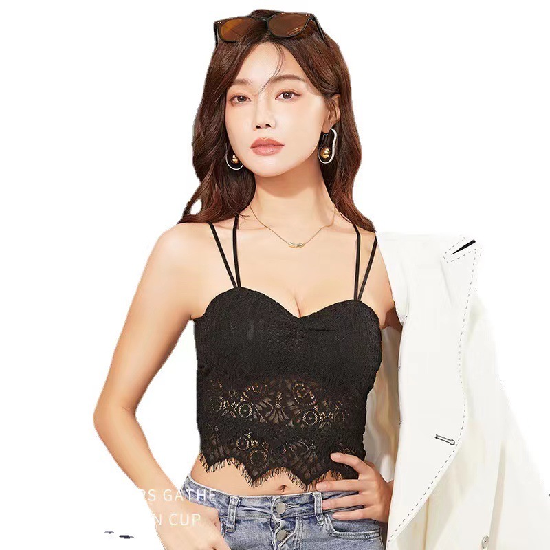 Beauty Back One-Piece Cup Sexy Underwear Vest Women's Inner Bra Lace Strap Summer Girl Beautiful Back Bra Underwear