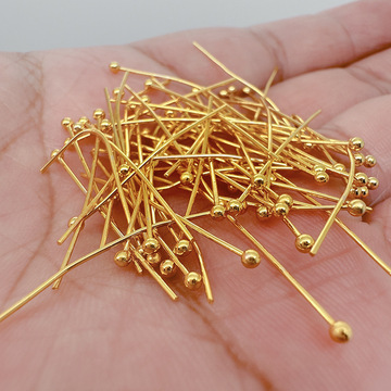 手工串珠diy铜球针电泳电镀圆头针古风发簪通用吊坠连接针配件