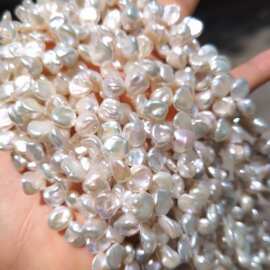 天然巴洛克珍珠三七孔侧孔珠花瓣珠手工饰品diy串珠强光