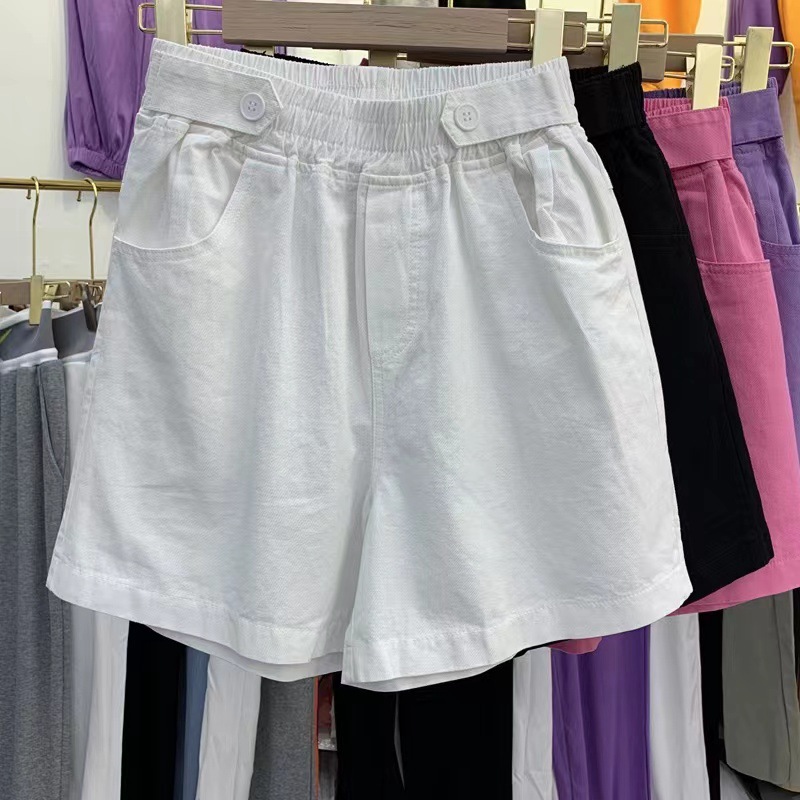 Age-Reducing Purple High Waist Wide-Leg Pants Shorts Women's 2023 Summer Thin Washed Denim Cotton Shorts Loose Casual Pants
