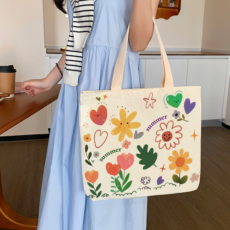 Canvas Bag Female 2024 Spring/Summer New Shoulder Bag Student Versatile Handheld Cloth Bag Large Capacity Cloth Bag Canvas Bag