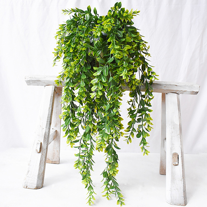 Cross-Border Simulation Wall Hanging Artificial Hanging 5-Fork Multi-Leaf Grass Simulation Plant Vine Leaves Simulated Plants Home Decoration