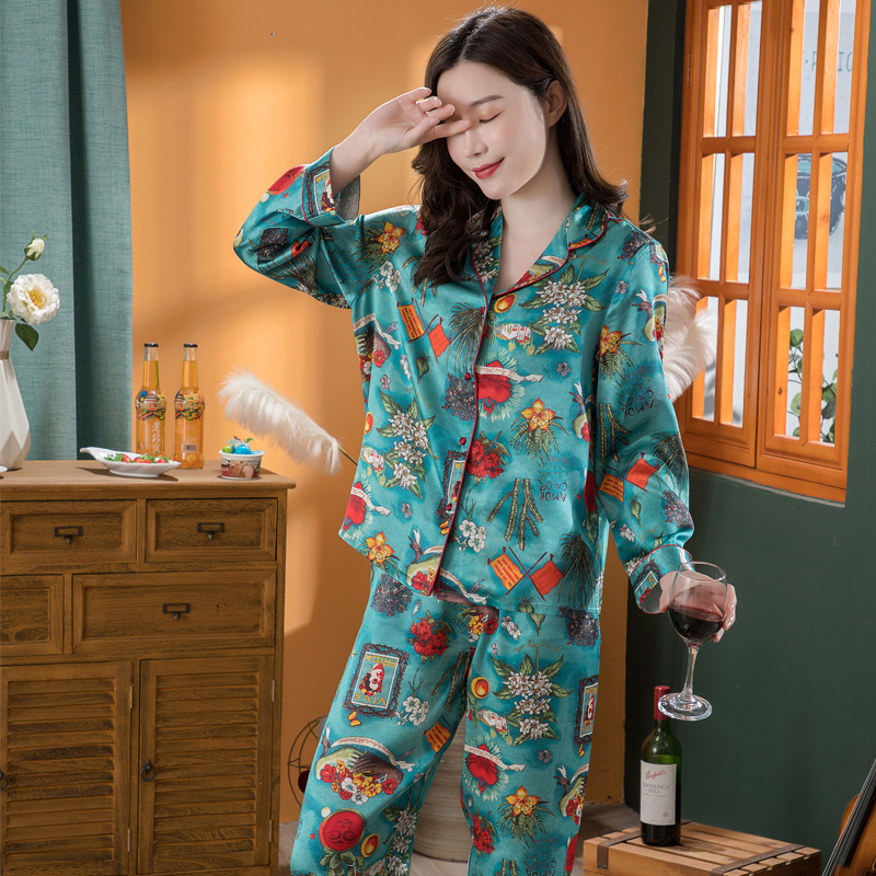 【蕾尔丝绸】真丝睡衣女两件套100%桑蚕丝春秋可外穿可爱风家居服