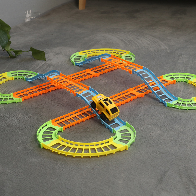 童励轨道车拼装电动小火车汽车闯关大冒险益智儿童玩具地摊货源
