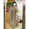 Oatmeal Fur coat Mid length version Hepburn Little 2022 Korean Woollen cloth overcoat Autumn and winter
