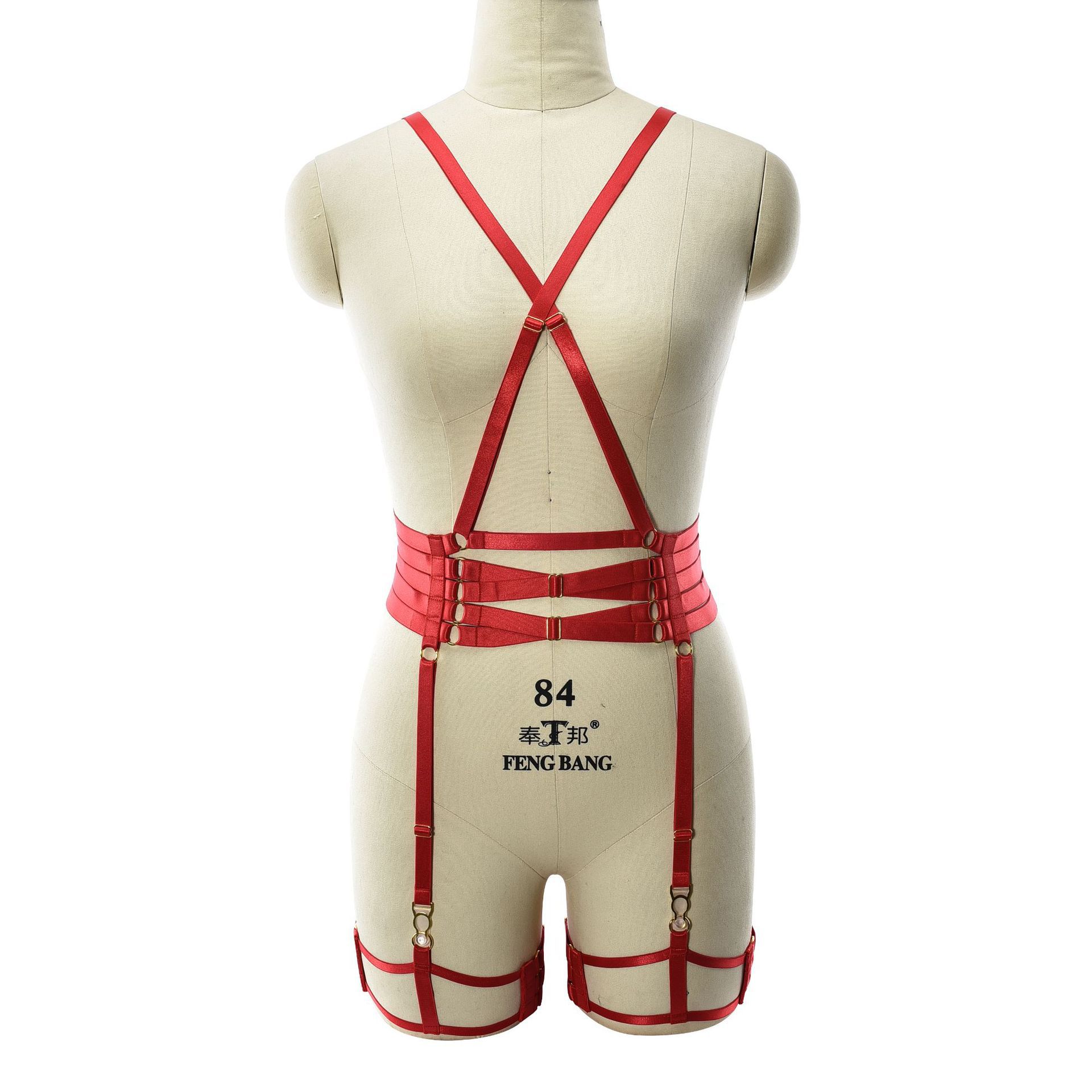 欧美个性连体绑带塑身线束内衣束缚捆绑套装