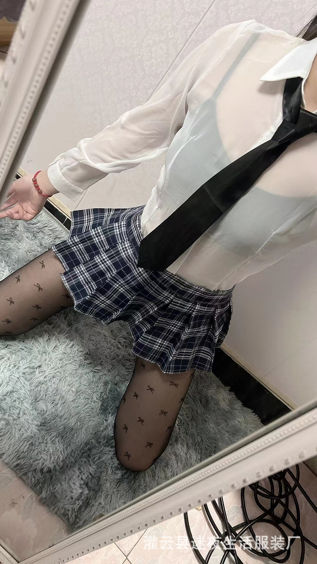 夜生活自拍情趣内衣学生装透明衬衫短裙少女套装清纯甜美制服诱惑