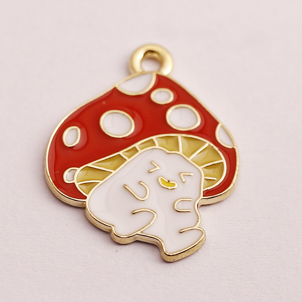 Mushroom Elf Diy Alloy Accessories Dripping Oil Ornament Earring Pendant Key Ring Pendant Hair Accessories Semi-Finished Products