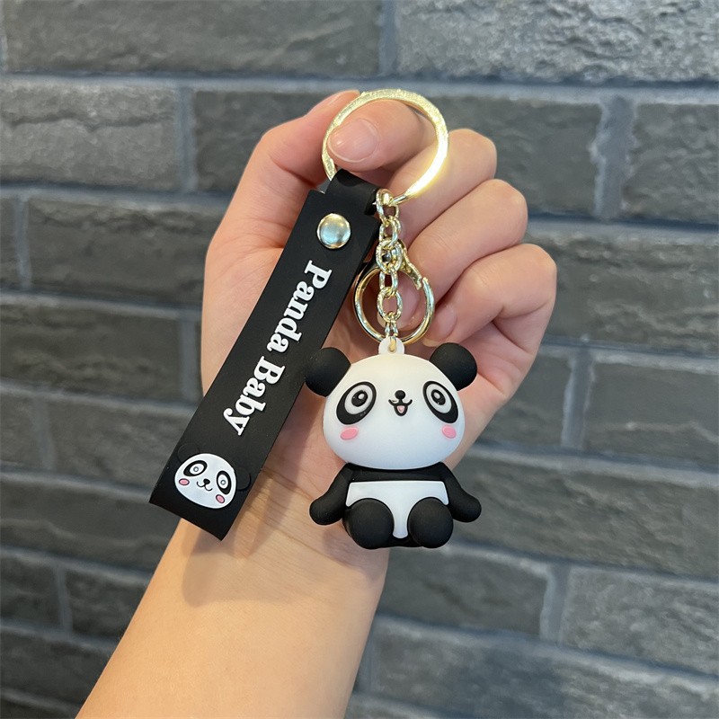 Creative Cartoon National Fashion Panda Keychain Cute Sport Funny Lesser Panda Key Chain Men's and Women's Handbags Pendant Wholesale